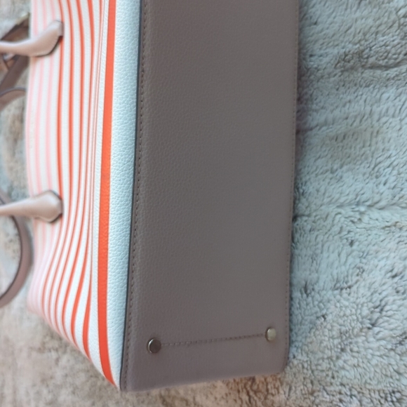 Kate Spade New York Patrice Tropical Red Pink Orange Striped Satchel Tote Bag - Picture 4 of 10